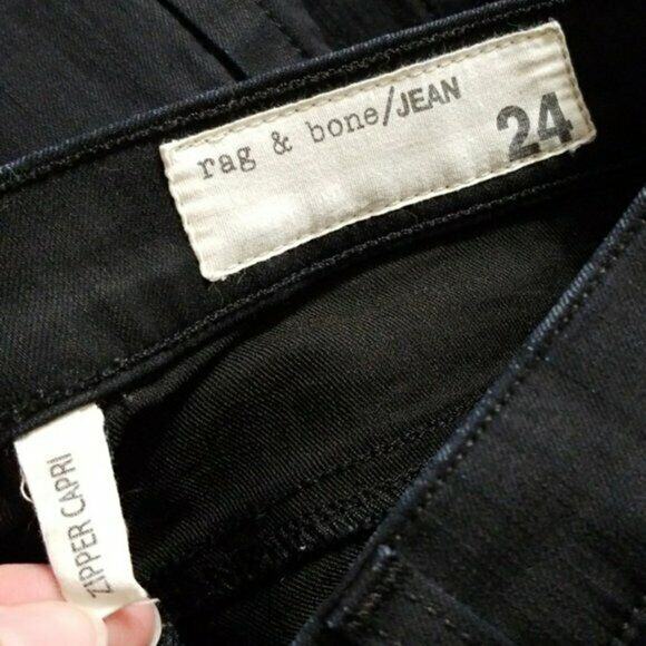Rag & Bone Zipper Capri Jeans in Midnight Tuxedo Black Women's 24 - Picture 5 of 7